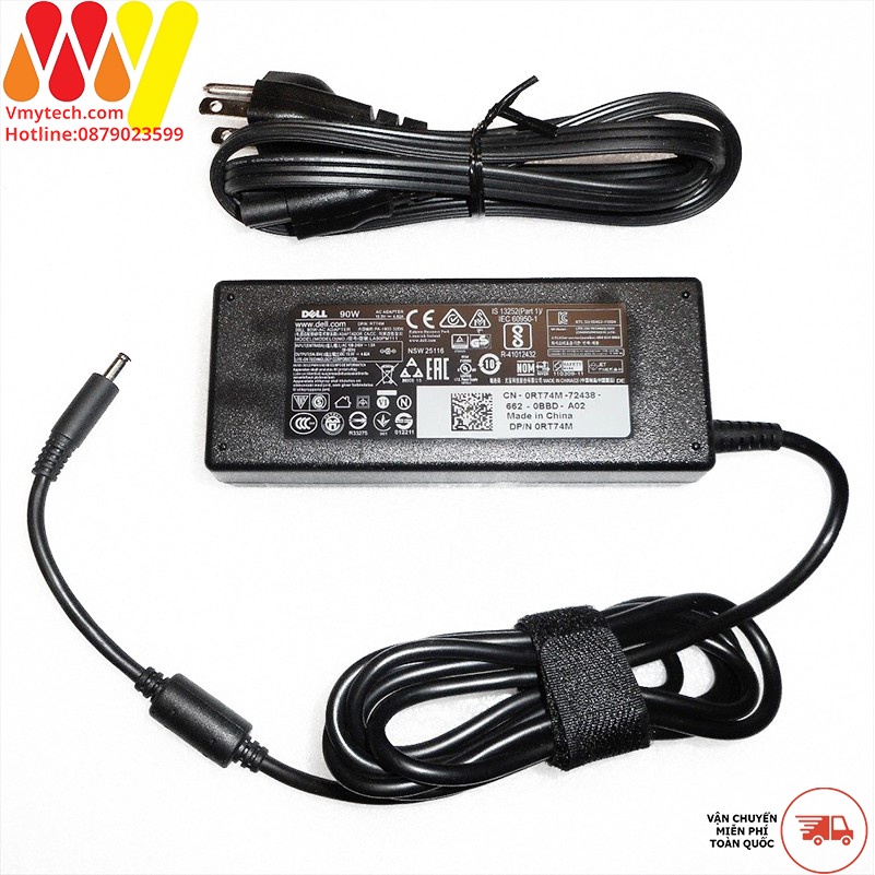 Adapter Sạc Laptop Dell 19.5v-4.62A chân kim nhỏ( 4.5mm X 3.0mm), Phân Loại Oem