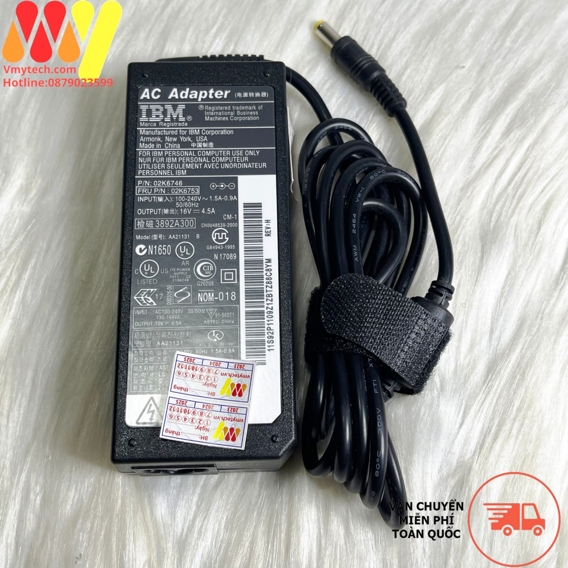Sạc Laptop LENOVO IBM 16V-4.5A(90W) Chân VàngThường , Chính Hãng