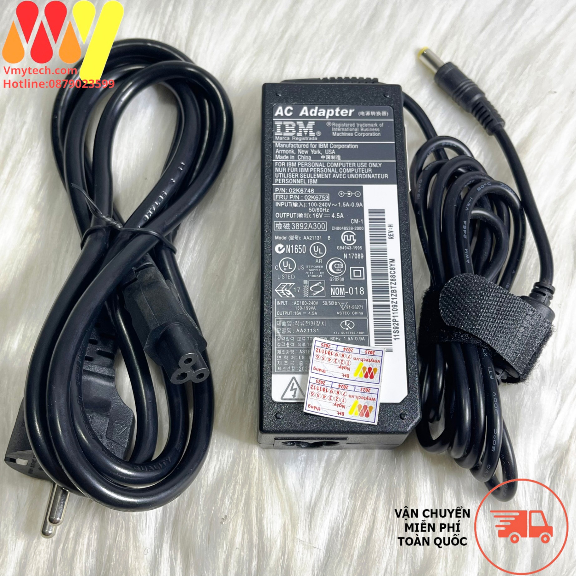 Adapter, Sạc Laptop LENOVO IBM 16V-4.5A(90W) Chân  VàngThường , Chính Hãng