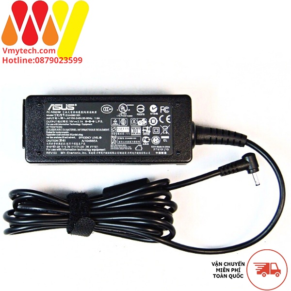 Adapter, Sạc Laptop Asus 19V - 2.1A(40W), Hình Chữ Nhật, chân thường nhỏ 2.5mm x 0.7mm