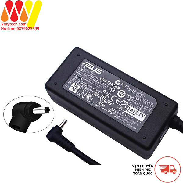 Adapter, Sạc Laptop Asus 19V - 2.1A(40W), Hình Chữ Nhật, chân thường nhỏ 2.5mm x 0.7mm