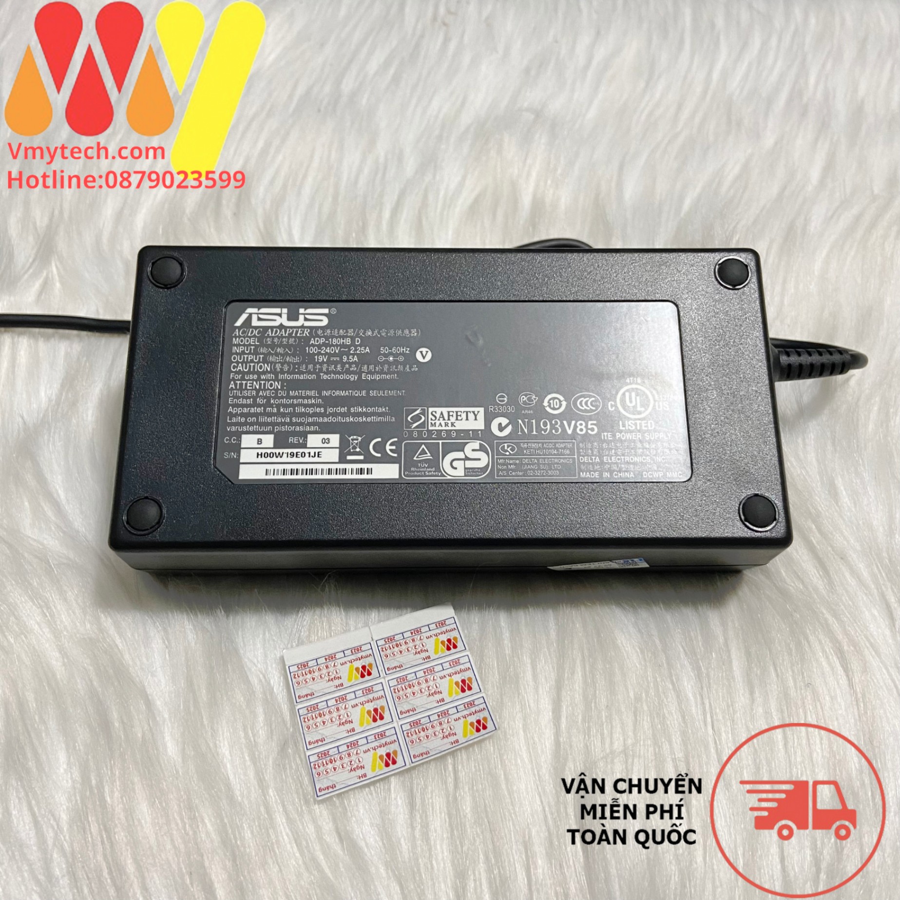 Sạc Asus 19V- 9.5A Chân Kim Nhỏ 4.5mm x 3.0 mm , Sạc Asus 180W Chính Hãng