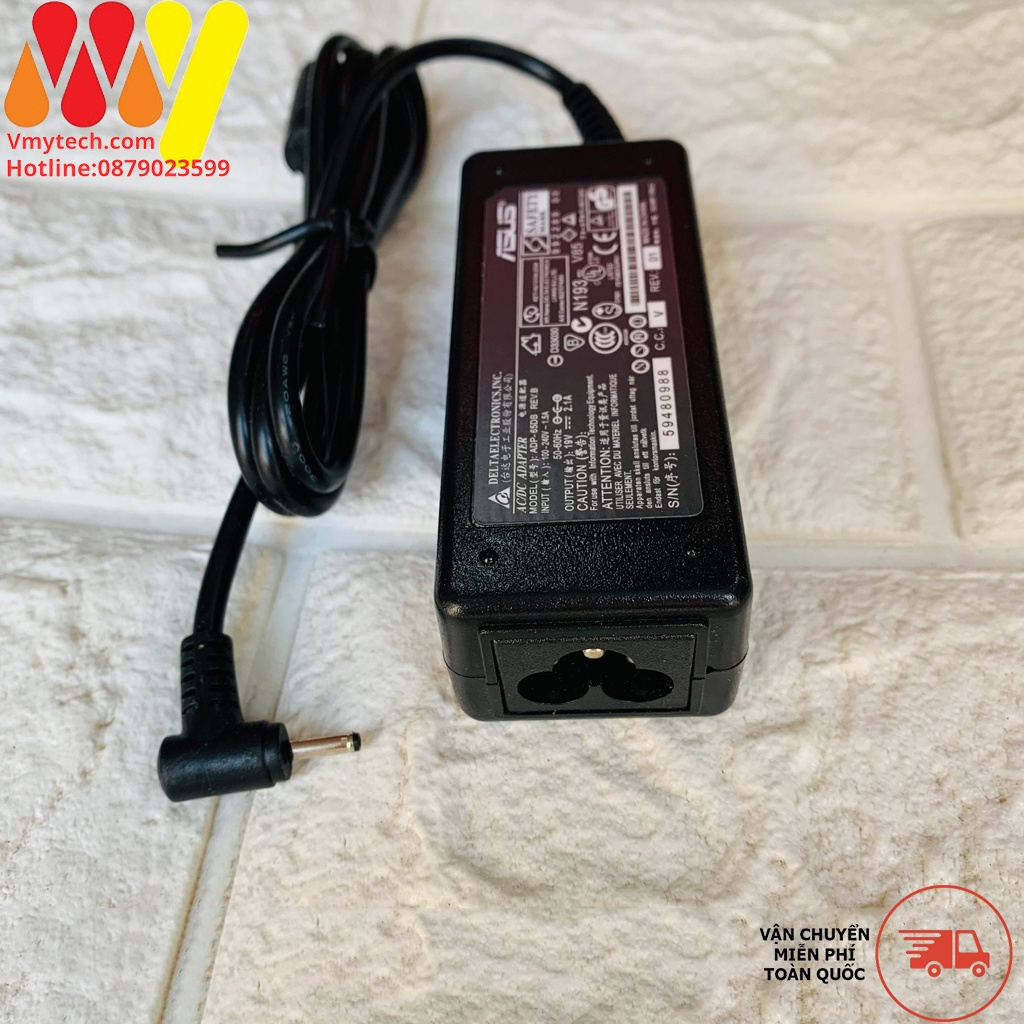 Adapter, Sạc Laptop Asus 19V - 2.1A(40W), Hình Chữ Nhật, chân thường nhỏ 2.5mm x 0.7mm