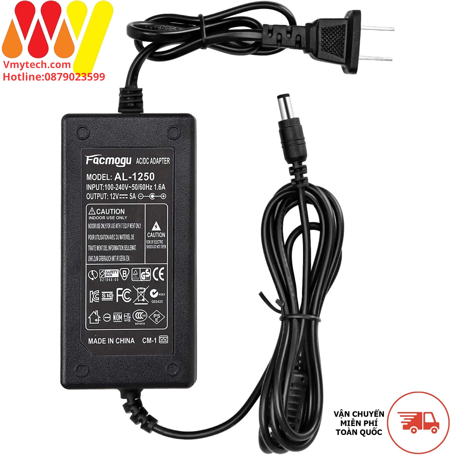 Adapter, Sạc Laptop 12V-5A, Chuyên dùng cho laptop, Đầu ghi, LCD,...