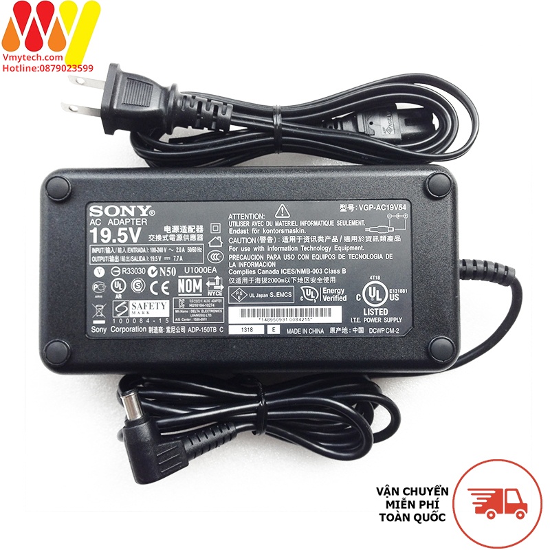 Adapter, Sạc Sony 19.5V- 7.7A chân thường , Sạc Sony 150W Chính Hãng