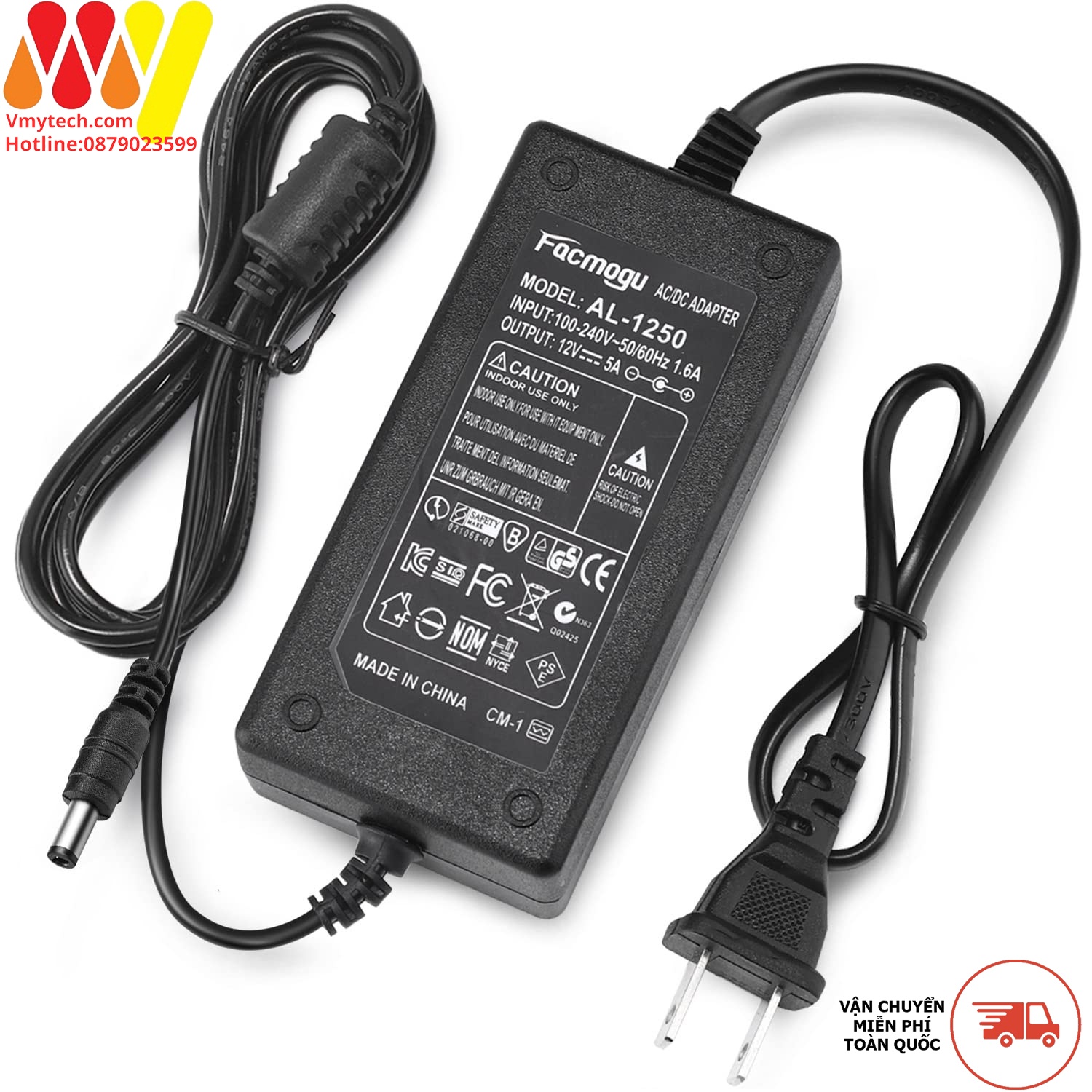 Adapter, Sạc Laptop 12V-5A, Chuyên dùng cho laptop, Đầu ghi, LCD,...