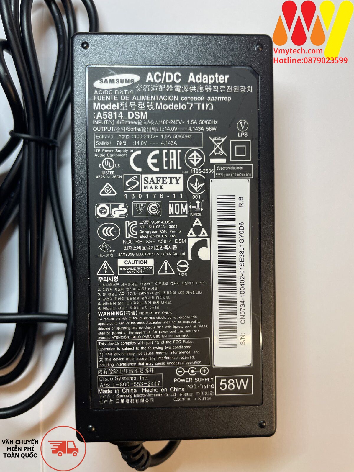 Adapter, Sạc Laptop Samsung 14v-3.21a, Sạc Asus 65W Chính Hãng