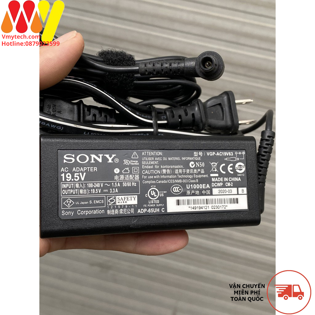 Adapter, Sạc Sony 19.5V-3.3A, Sạc Sony 65W Chính Hãng