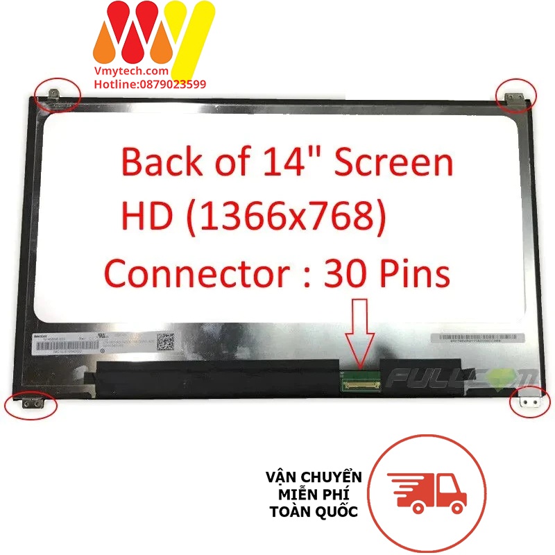 LCD 14/Mỏng/30 pin/Viền mỏng/tai dưới /FHD ips /Cáp trên màn