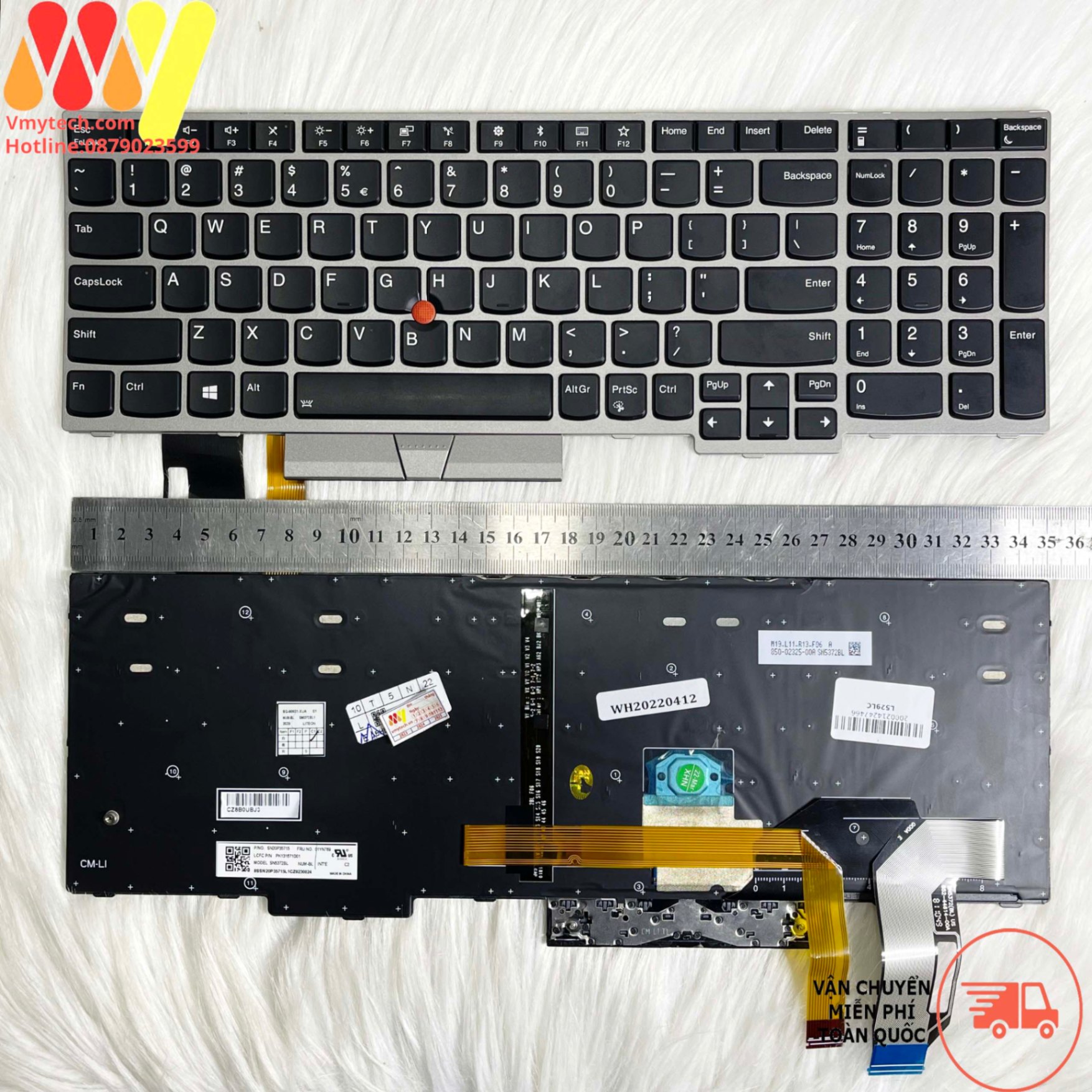 Bàn Phím Laptop Lenovo Thinkpad E580 E585 L580 T580 T590 E590 L590 P52 P72 LED + Chuột