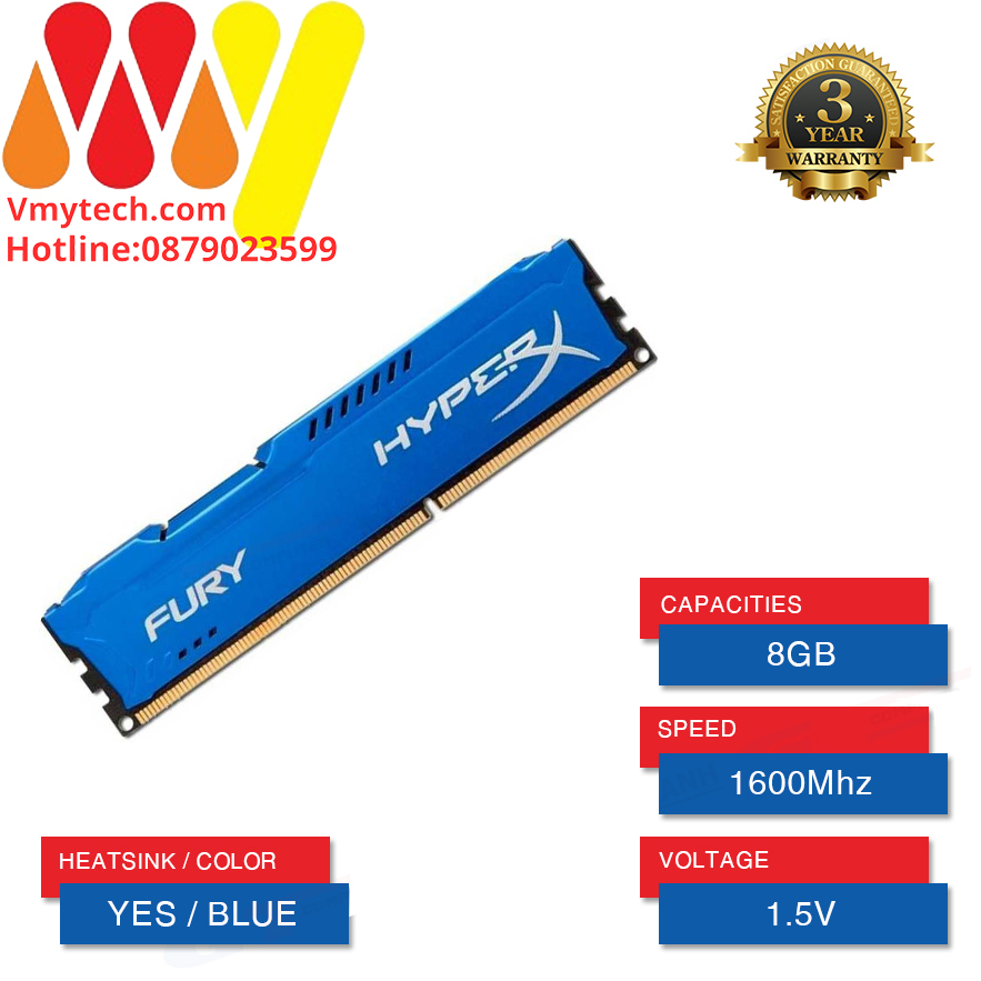 Ram Kingston DDR3 8gb 1600 NEW Tản Hyper