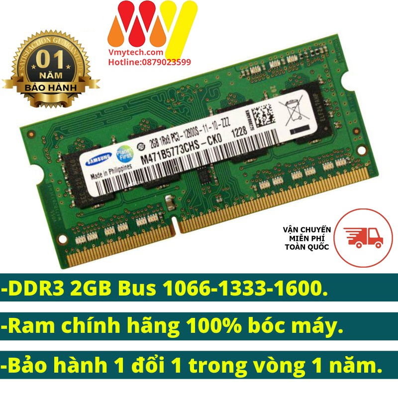 Ram laptop DDR3 2GB -  bus 1333 Pc3 Bóc máy