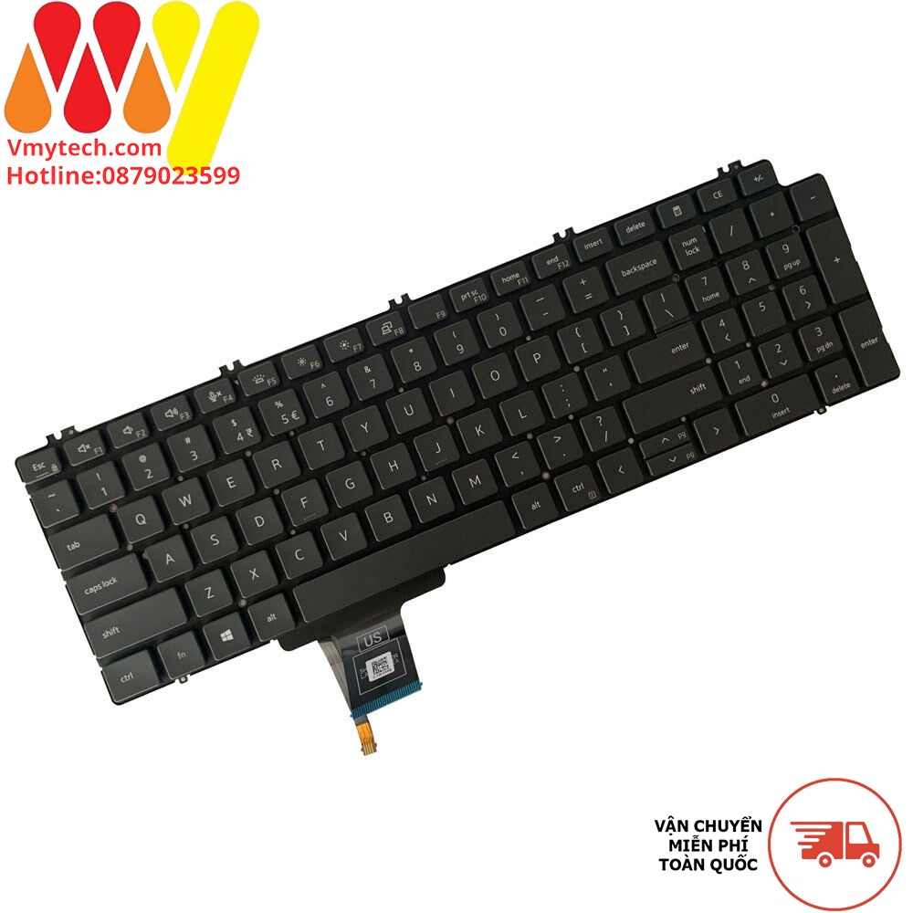 Bàn phím dùng cho laptop Dell Precision 7550 7560 7750 đen LED