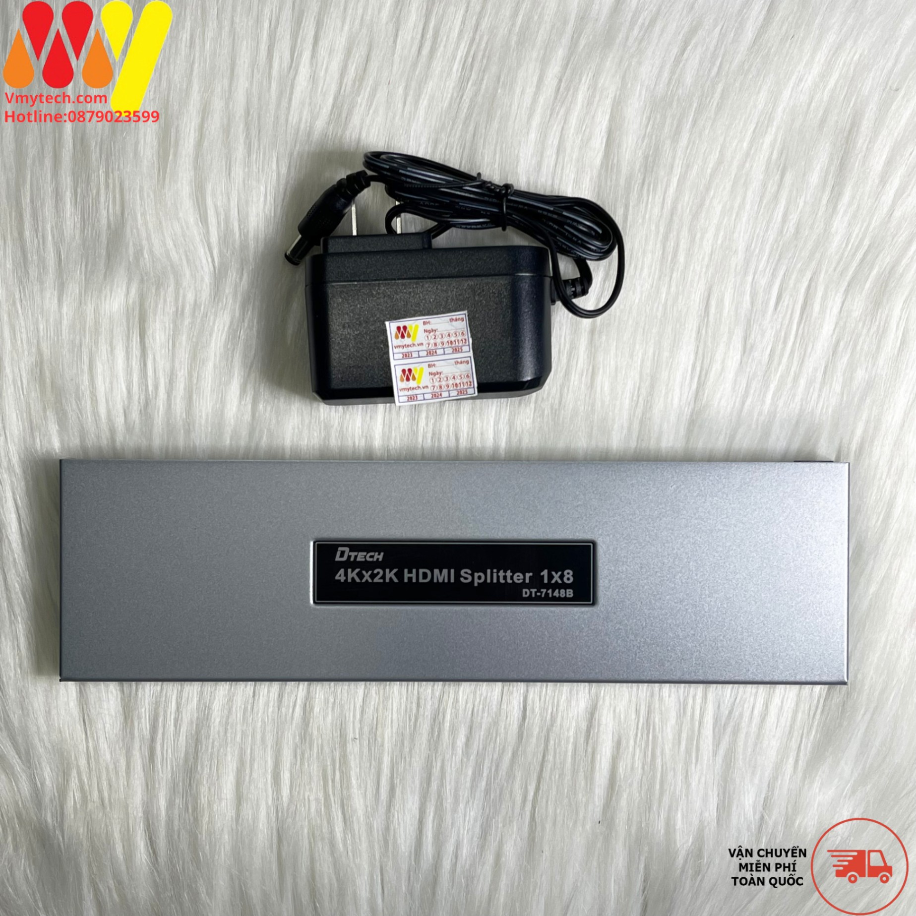Bộ Chia HDMI 1 ra 8 chính hãng Dtech DT-7148 Hỗ trợ 4K Chính Hãng