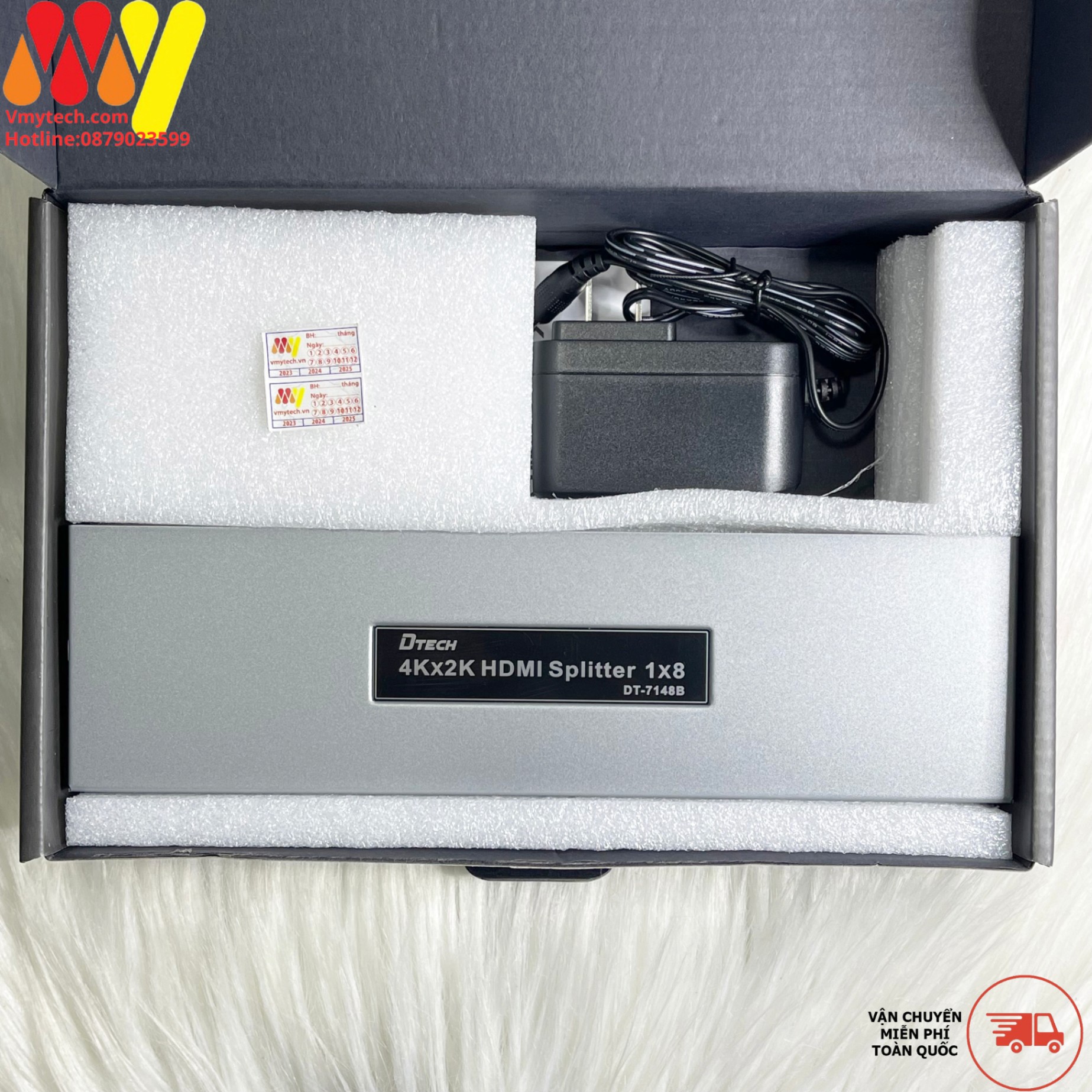 Bộ Chia HDMI 1 ra 8 chính hãng Dtech DT-7148 Hỗ trợ 4K Chính Hãng