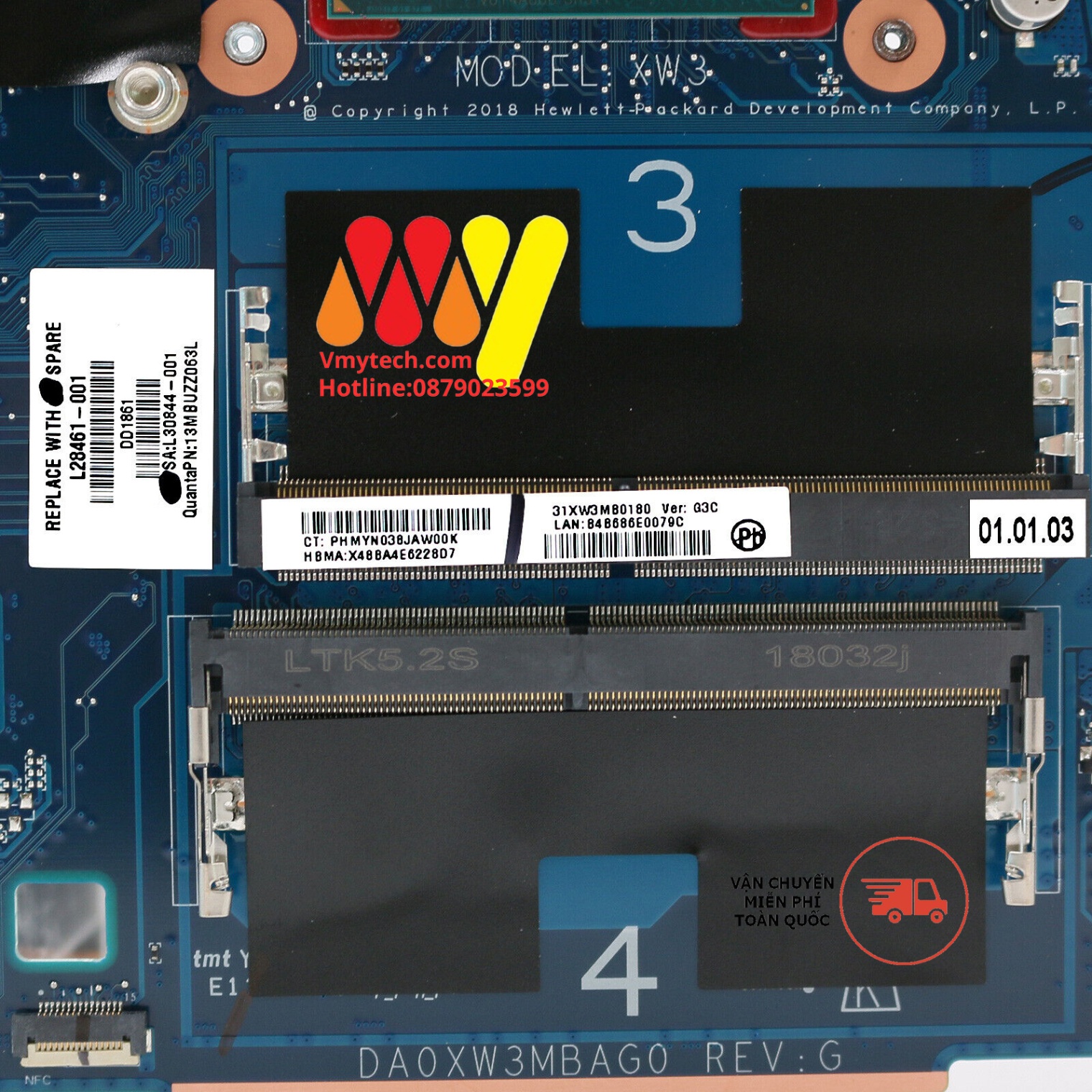 MAIN thay thế dùng cho Laptop HP ZBOOK 17G5 I7-8850H mã : da0xw3mbag0