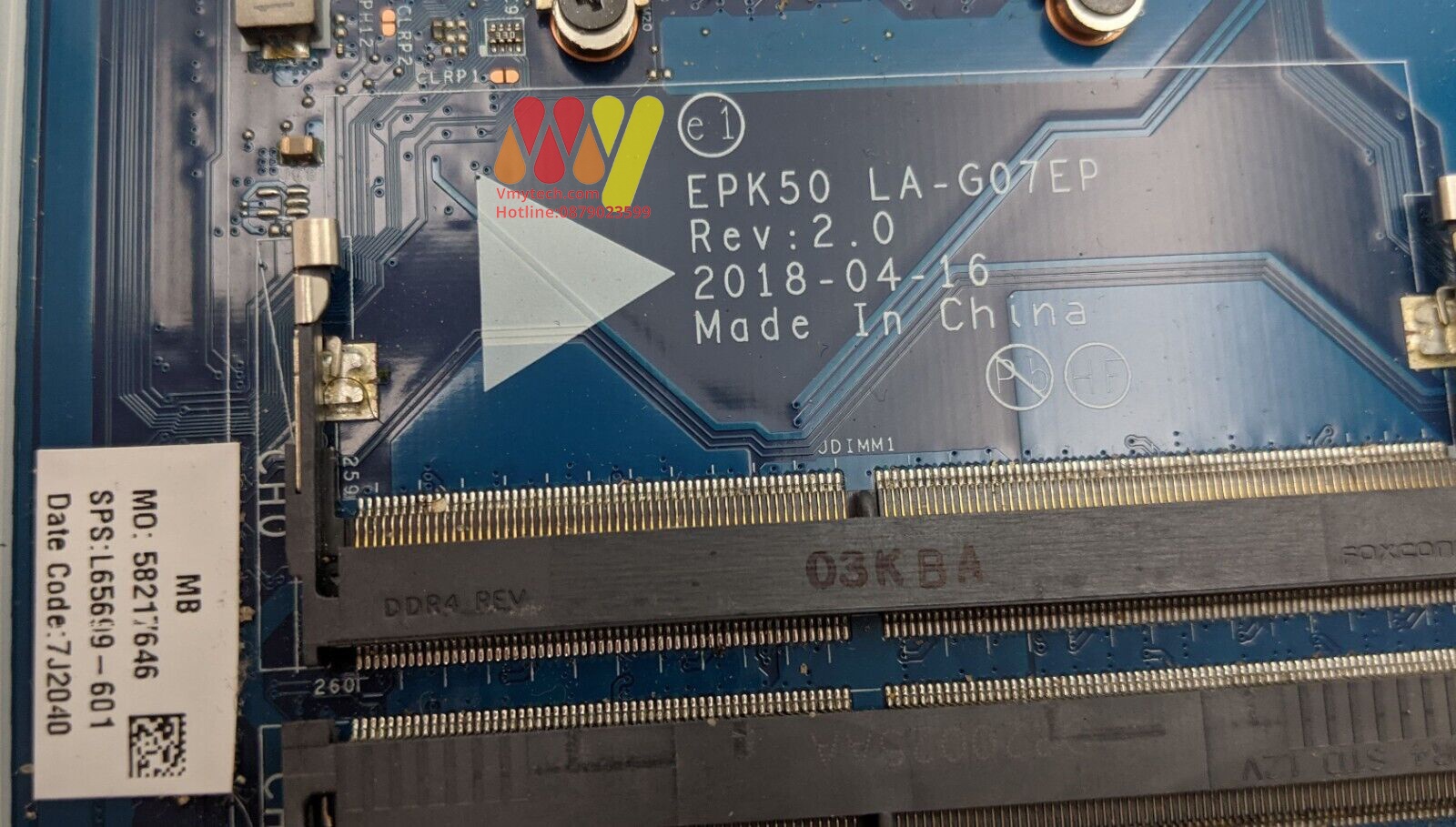 MAIN thay thế cho Laptop HP 15DA I3-7020 mã : la-g07ep