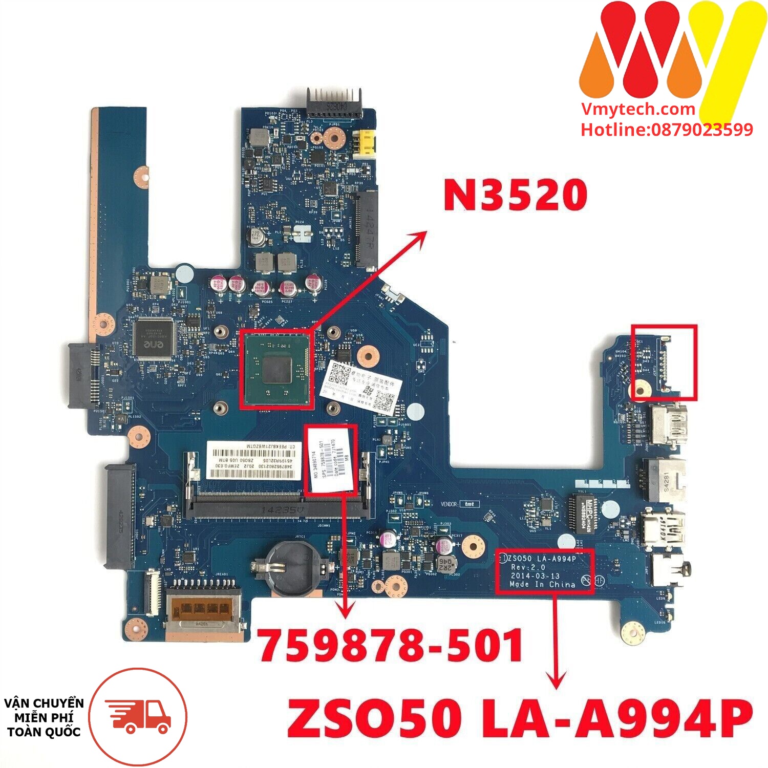 MAIN thay thế dùng cho Laptop HP 15LA PENTUM mã : zs050, la-a994p