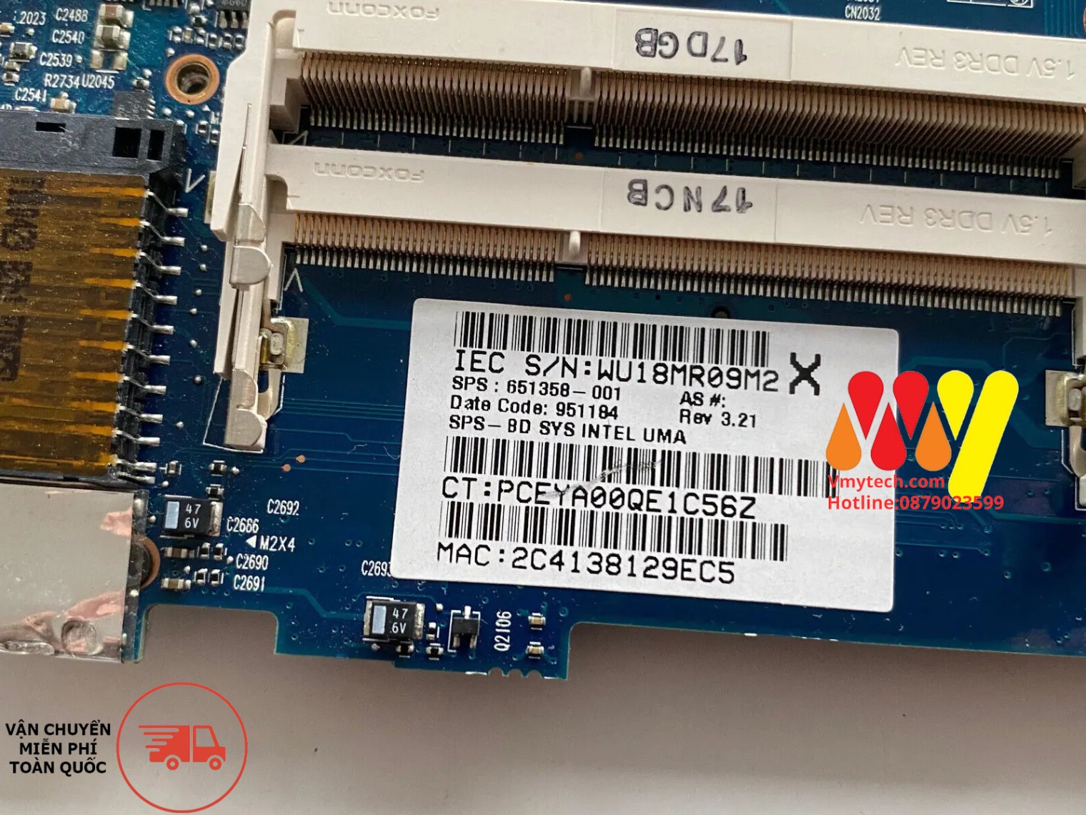 Main thay thế dùng cho Laptop HP elitebook 2560p mã : 651358-001