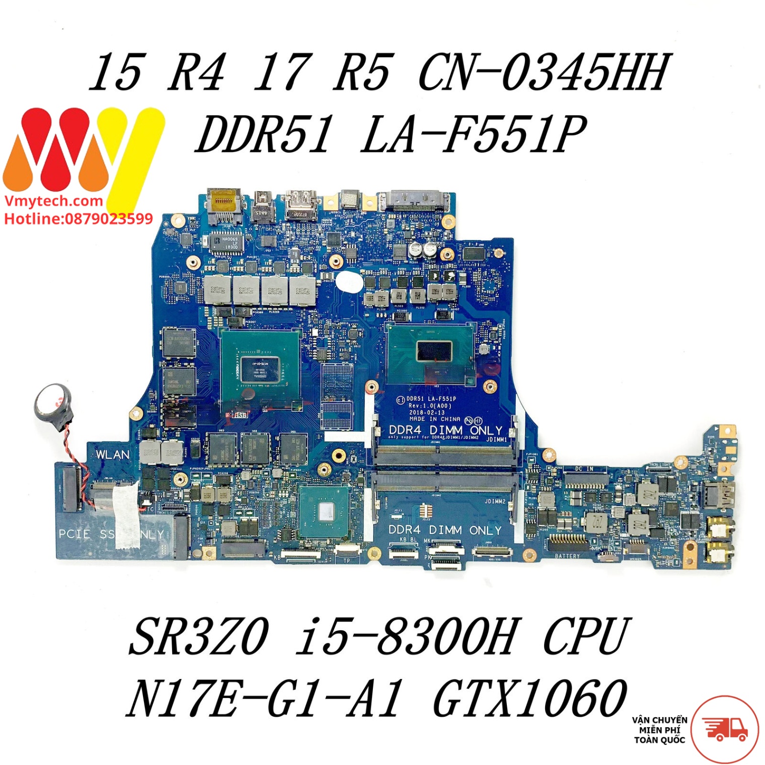 MAIN thay thế dùng cho Laptop DELL ANLIENWARE 15R4 I7-8750H mã : la-f551p