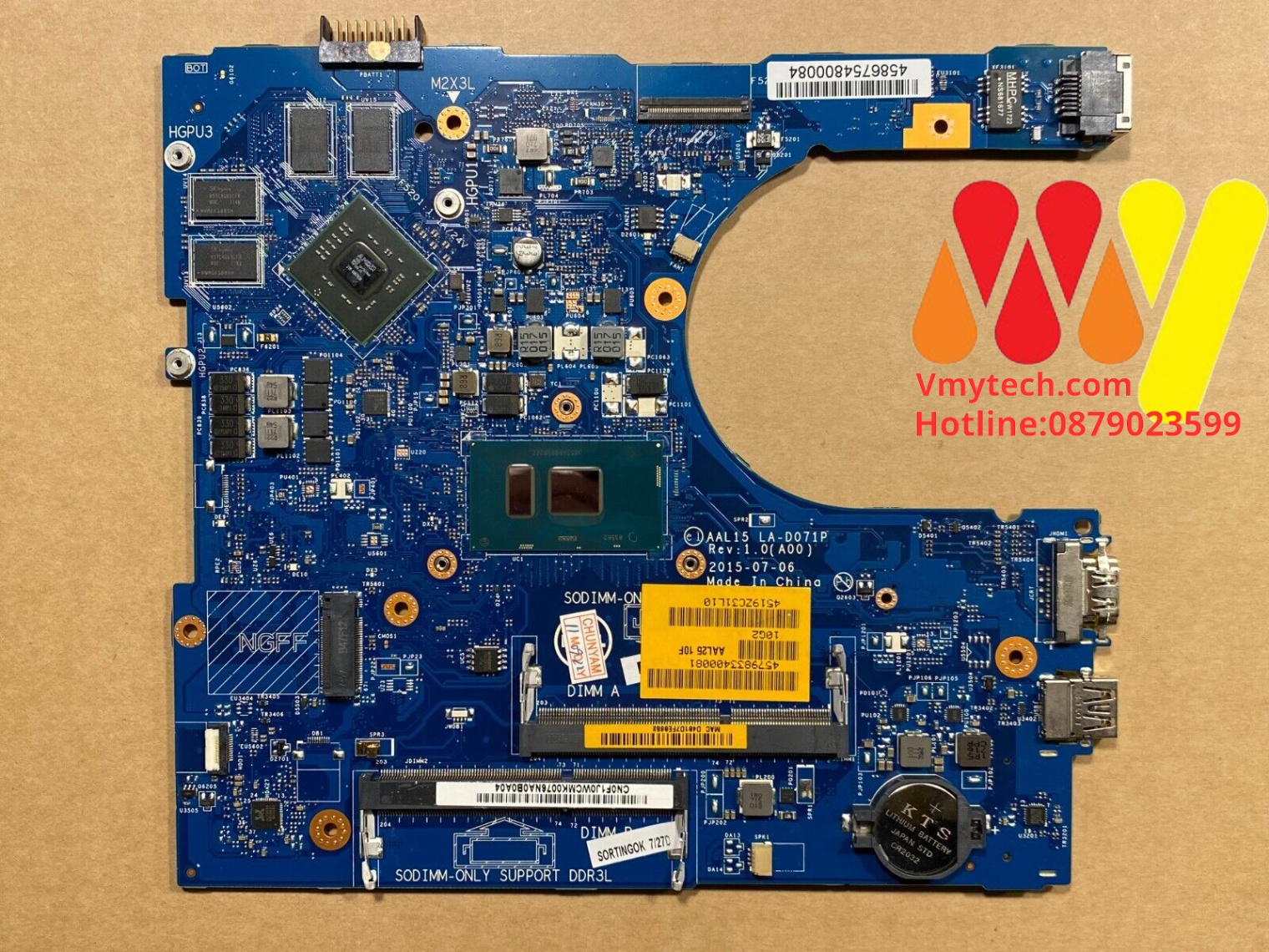 MAIN thay thế dùng cho DELL 3559 I5-6200 VGA RỜI mã : F1J0W