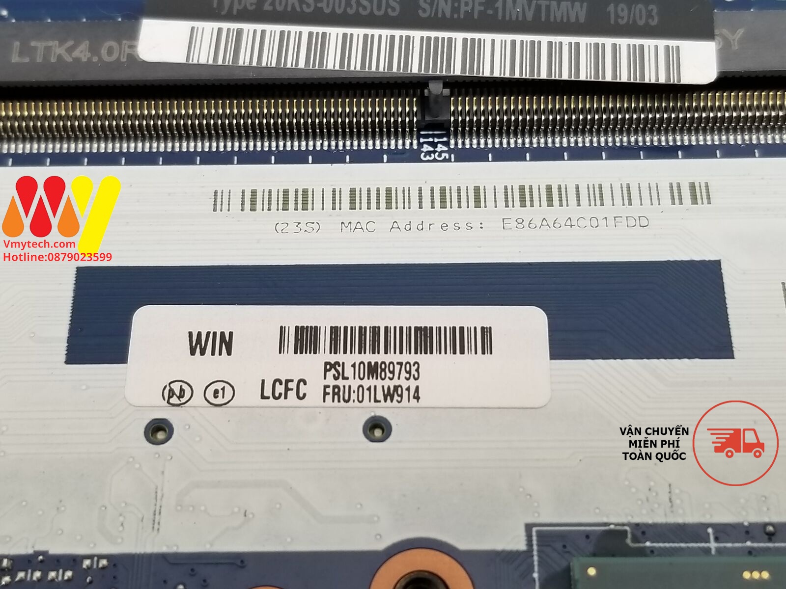 Main thay thế dùng cho Laptop Lenovo ThinkPad E580 Core i5-8250U mã : nm-b421, 01LW914