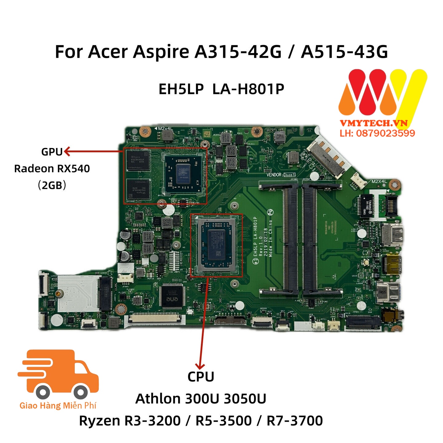 MAIN thay thế dùng cho Laptop ACER A315-56 mã : la-h801p