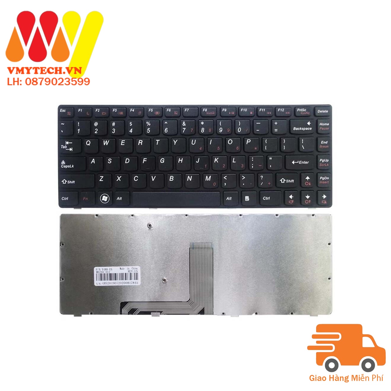 Bàn phím laptop Lenovo Ideapad Y480, Y480N, Y480M, Y480A, Y480P – Y480