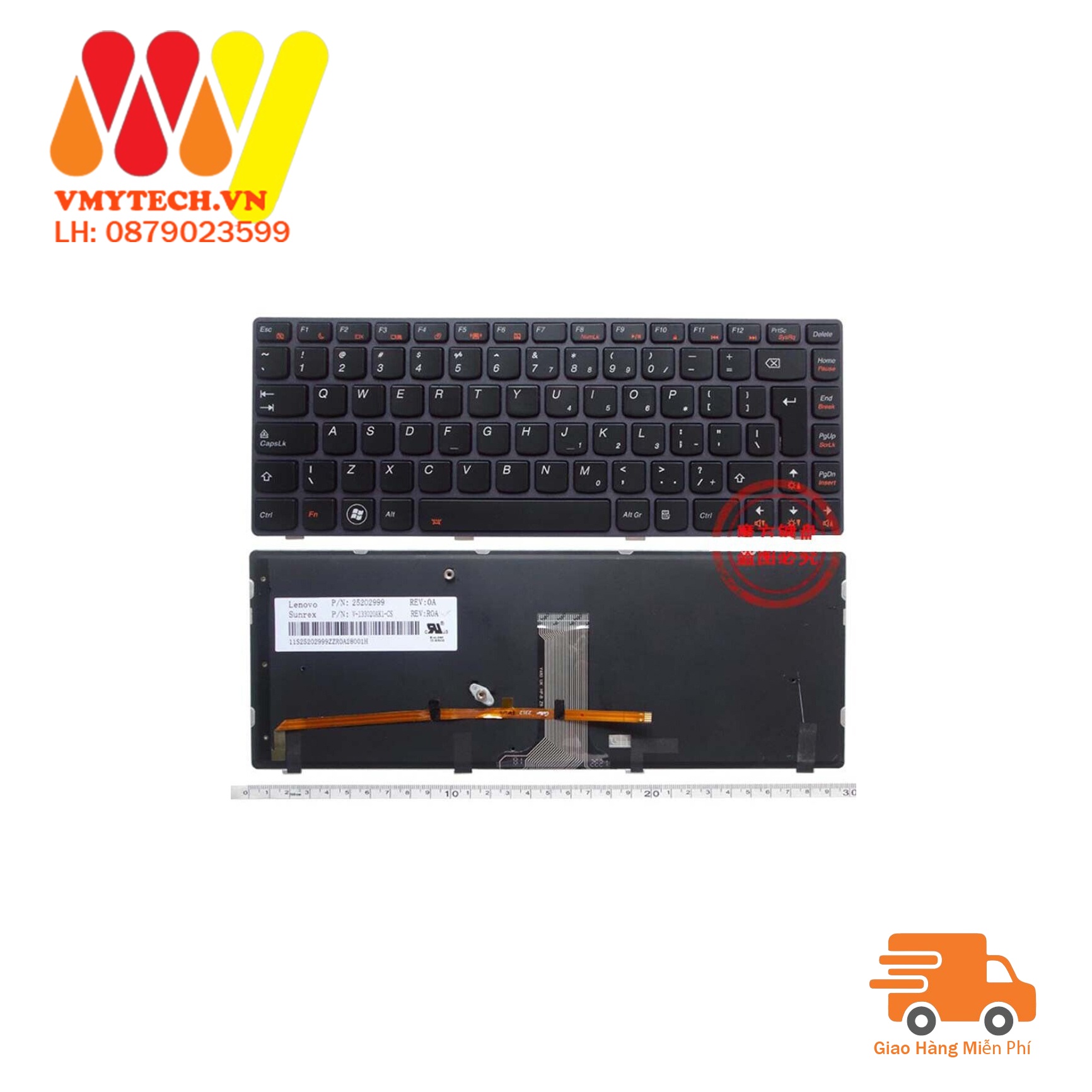Bàn phím laptop Lenovo Ideapad Y480, Y480N, Y480M, Y480A, Y480P – Y480