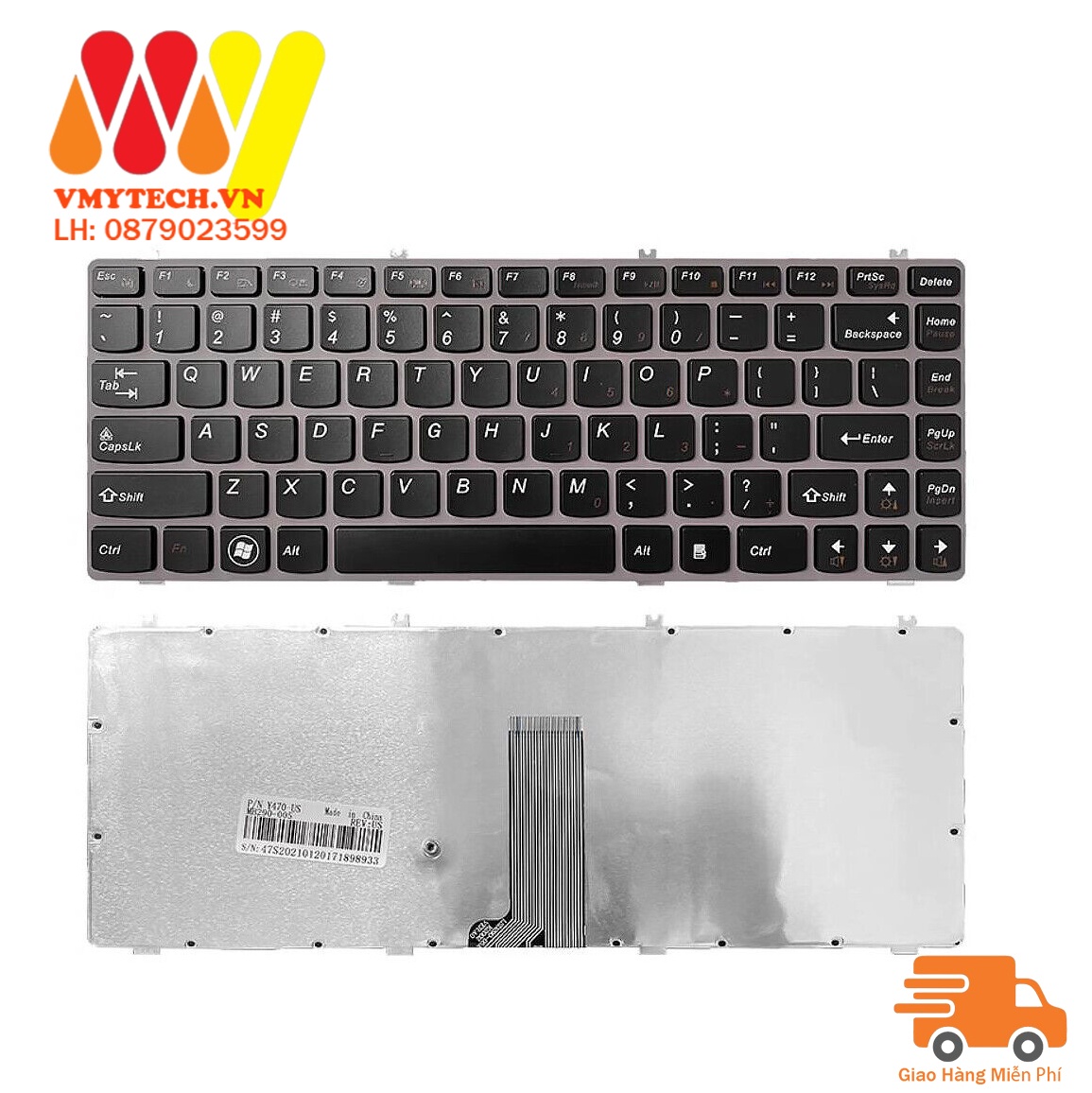 Bàn phím laptop Lenovo IdeaPad Y470 Y470M Y470N Y470P – Y470
