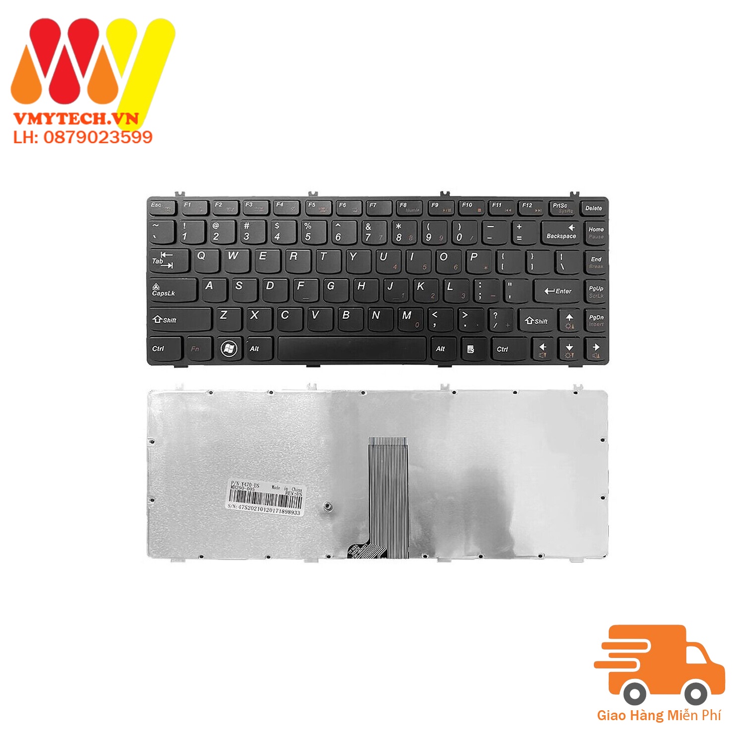 Bàn phím laptop Lenovo IdeaPad Y470 Y470M Y470N Y470P – Y470