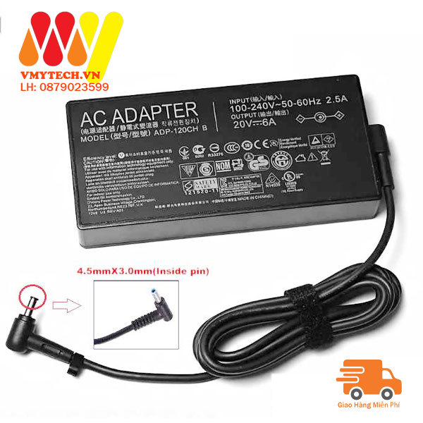 Sạc Laptop Msi 20v-6a 120W , Chân Kim Nhỏ – 4.5mm X 3.0mm