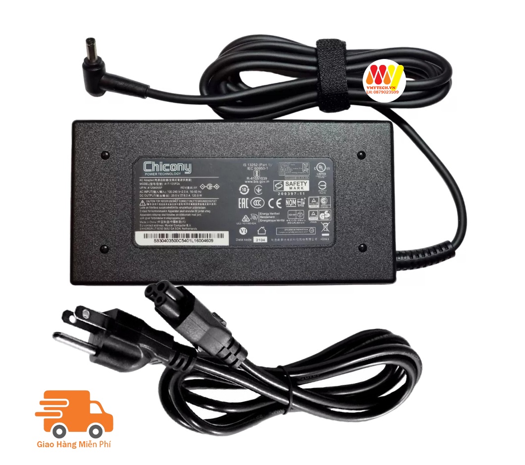 Sạc Laptop Msi 20v-6a 120W , Chân Kim Nhỏ – 4.5mm X 3.0mm