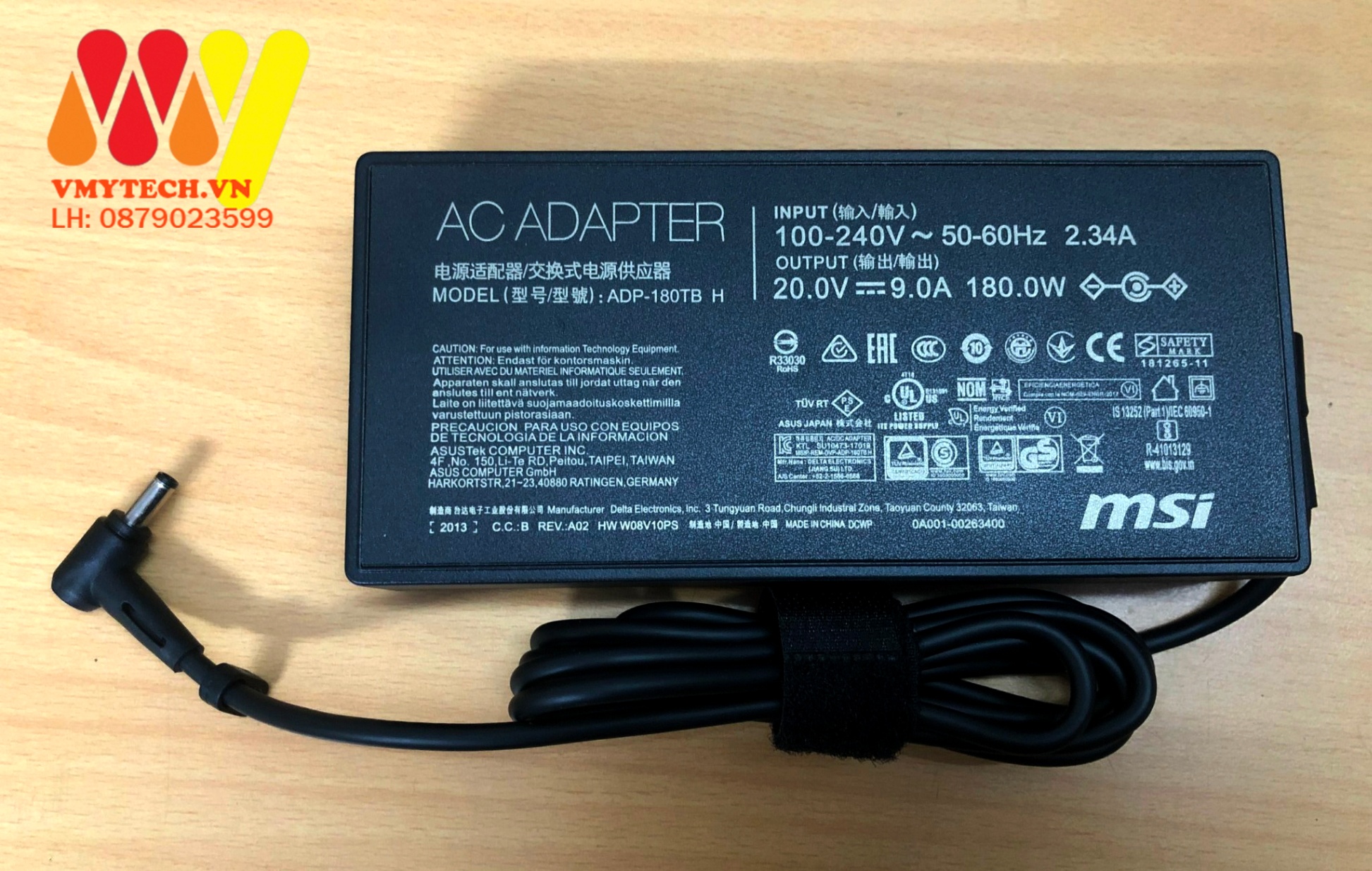 Sạc Laptop Msi 20v-9a 108W Chân Kim Nhỏ – 4.5mm X 3.0mm Chính Hãng