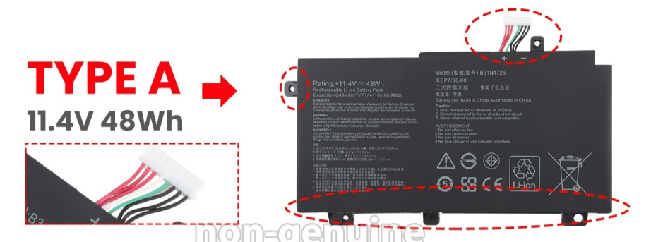 Pin laptop Asus X504 FX504GD FX505 FX505GE FX80 FX80GE B31N1726 1 Tai ốc trên