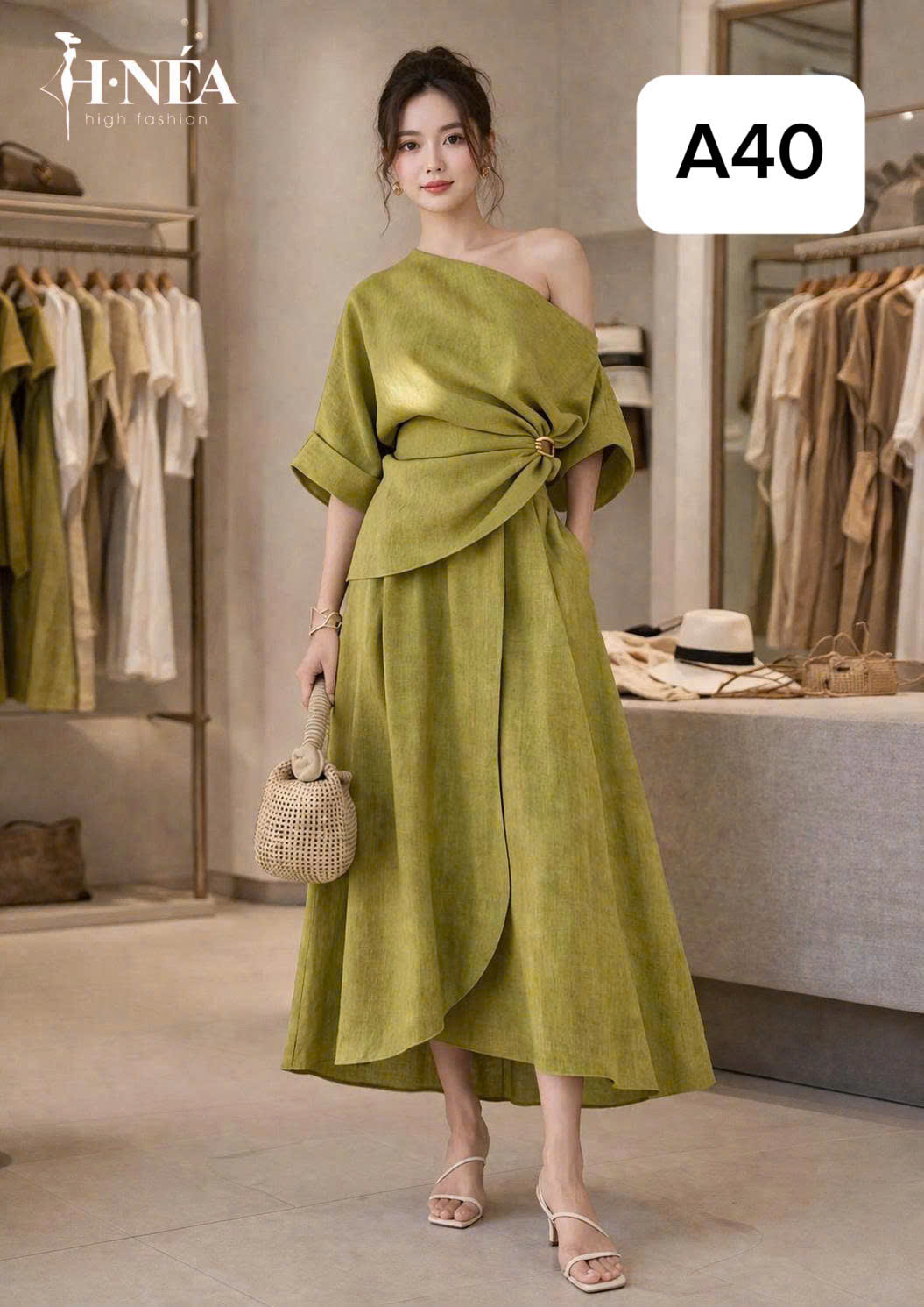 A40 - Set bộ Linen chính phẩm Xanh