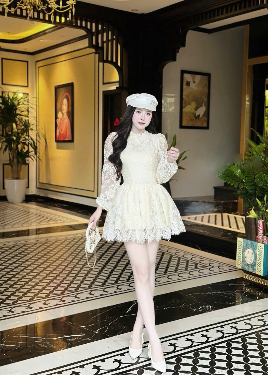 Đầm Tiệc Ren Xòe