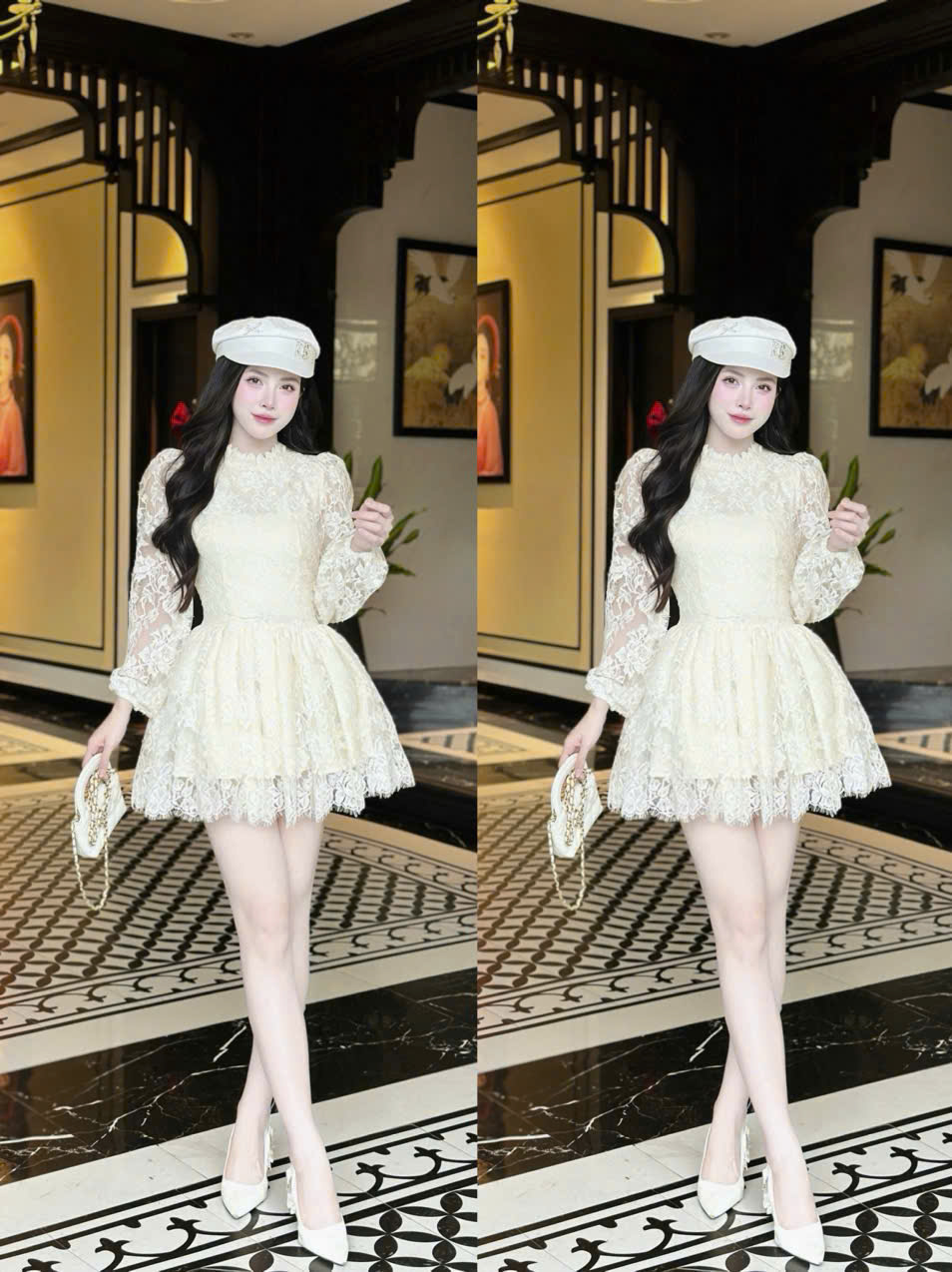 Đầm Tiệc Ren Xòe