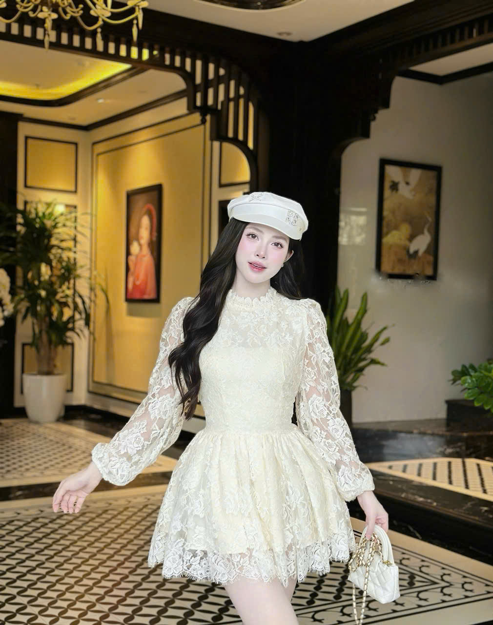 Đầm Tiệc Ren Xòe