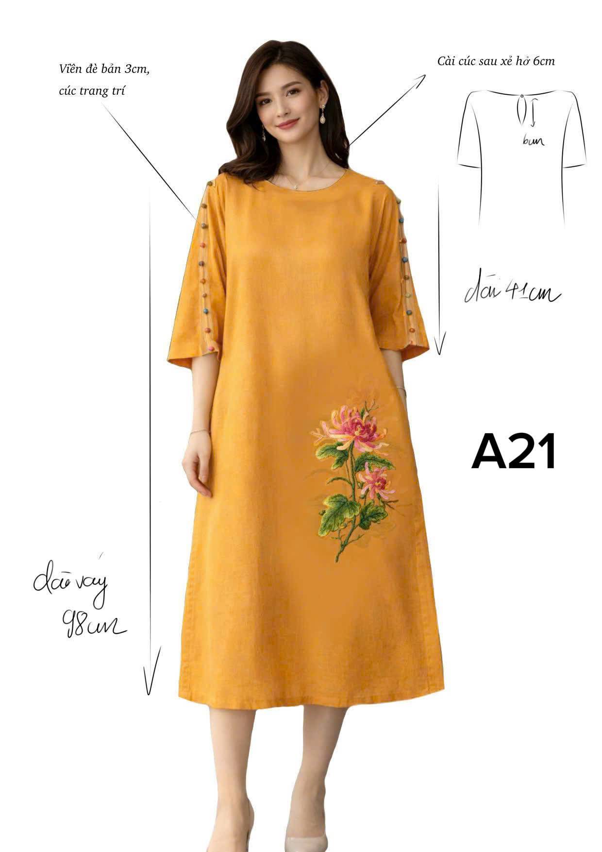 Đầm linen thêu