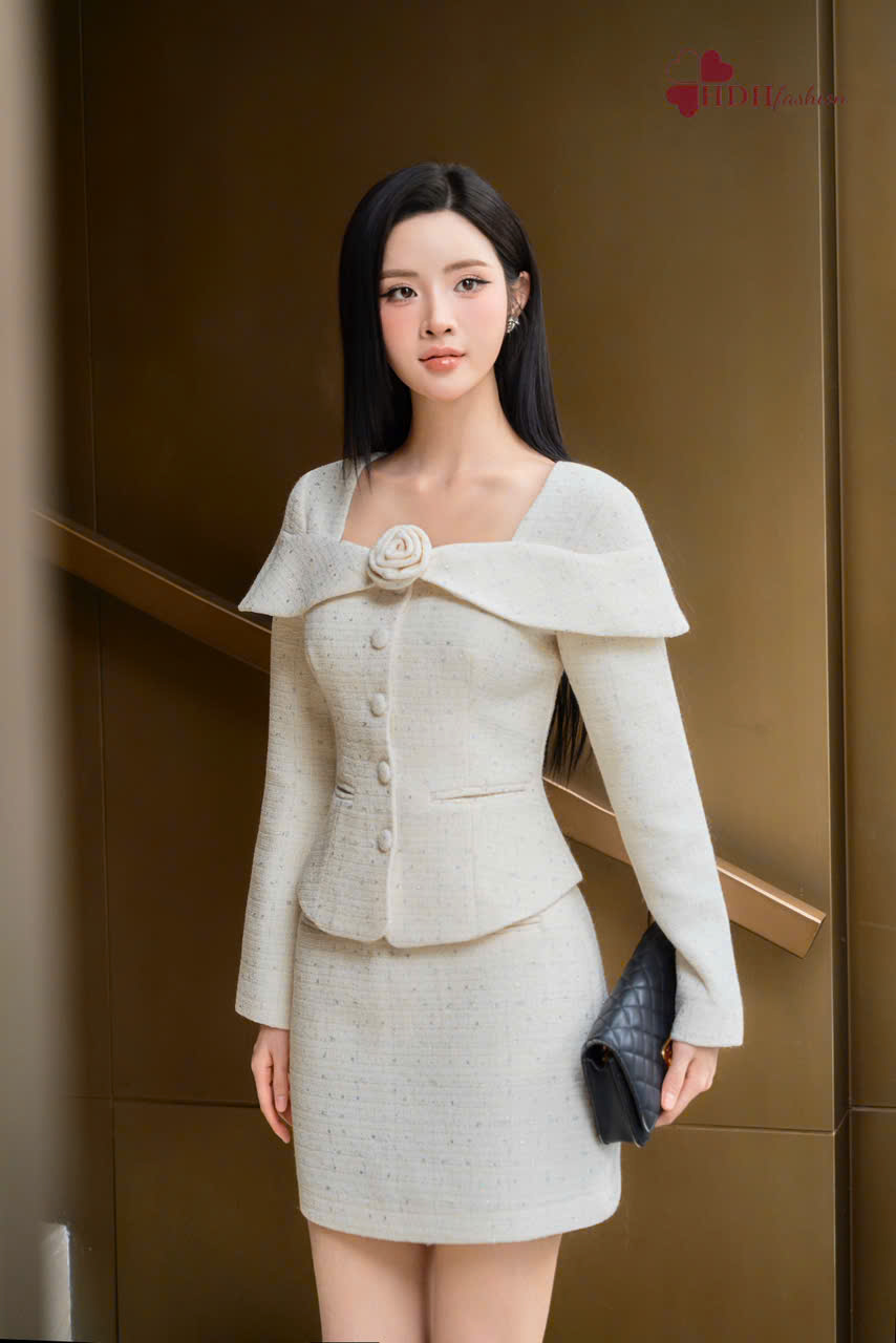 SÉT BỘ DẠ chân váy ngắn - Đen - XL