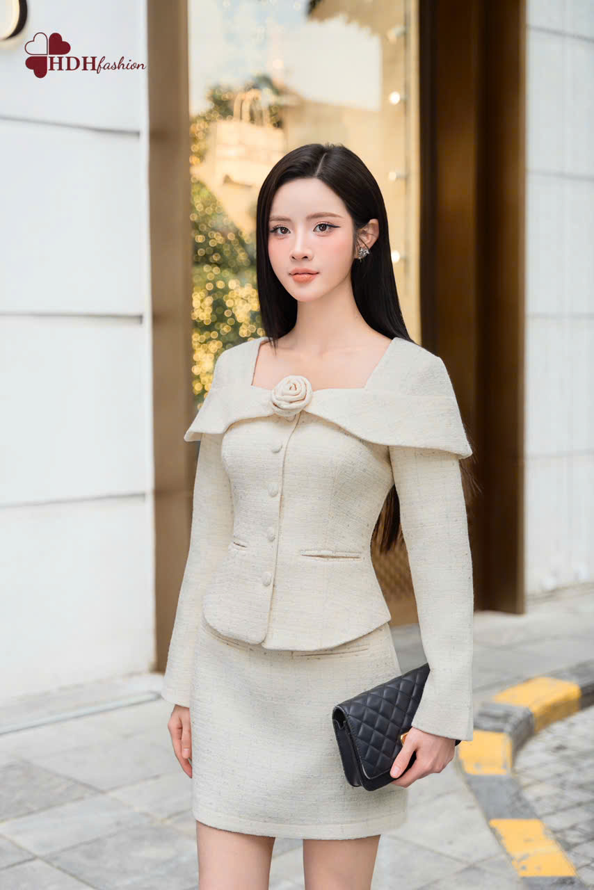 SÉT BỘ DẠ chân váy ngắn - Đen - XL