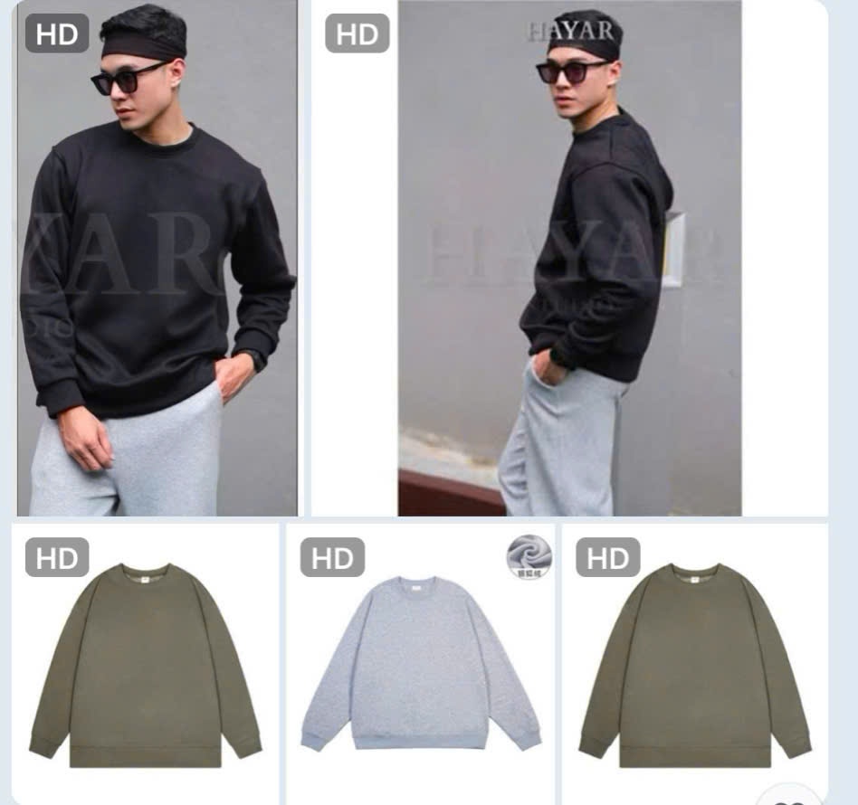 A16406 A504 Áo Sweater Nỉ Cotton cổ tròn