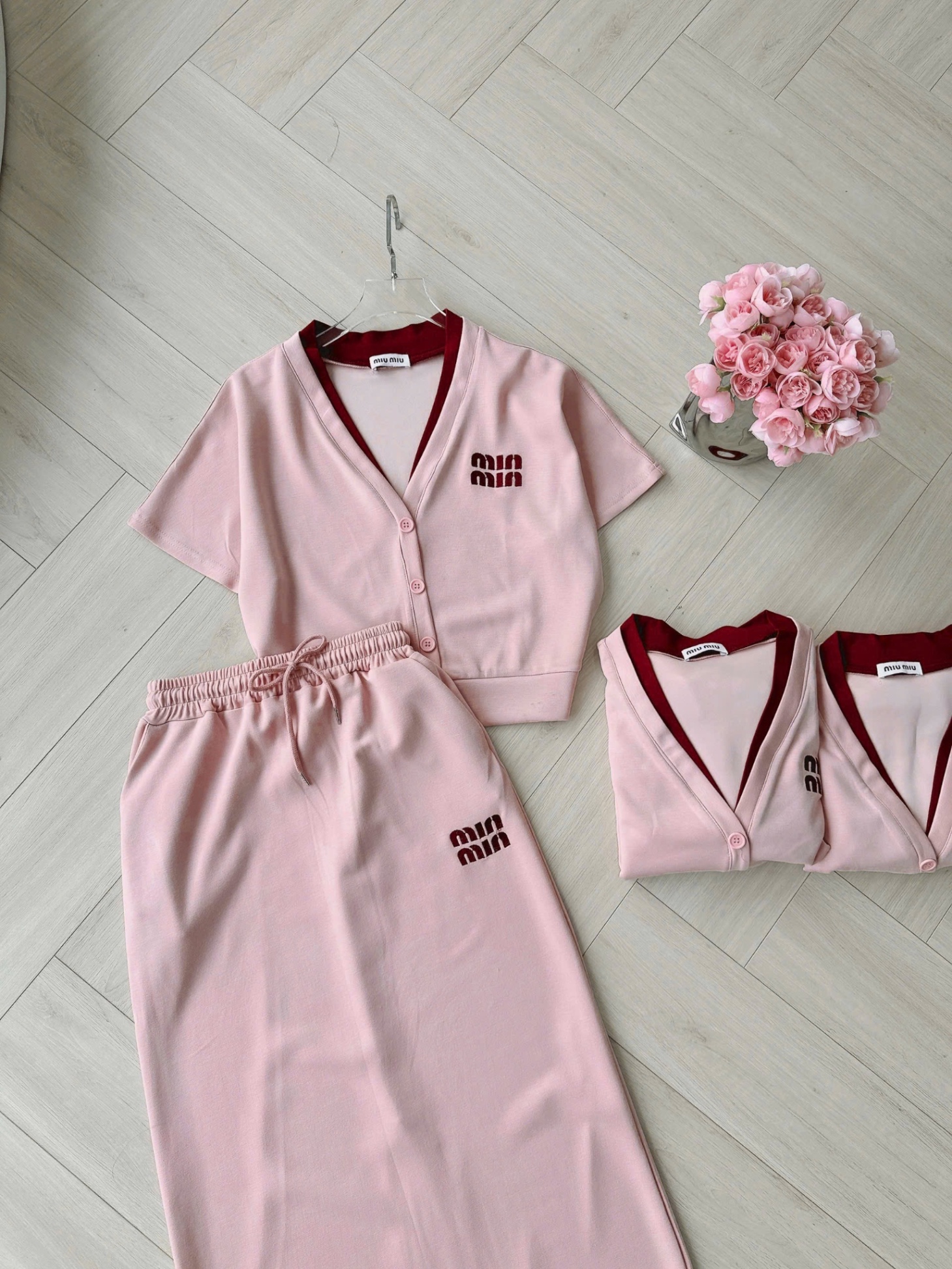 S17860 Set min min phối cổ thêu