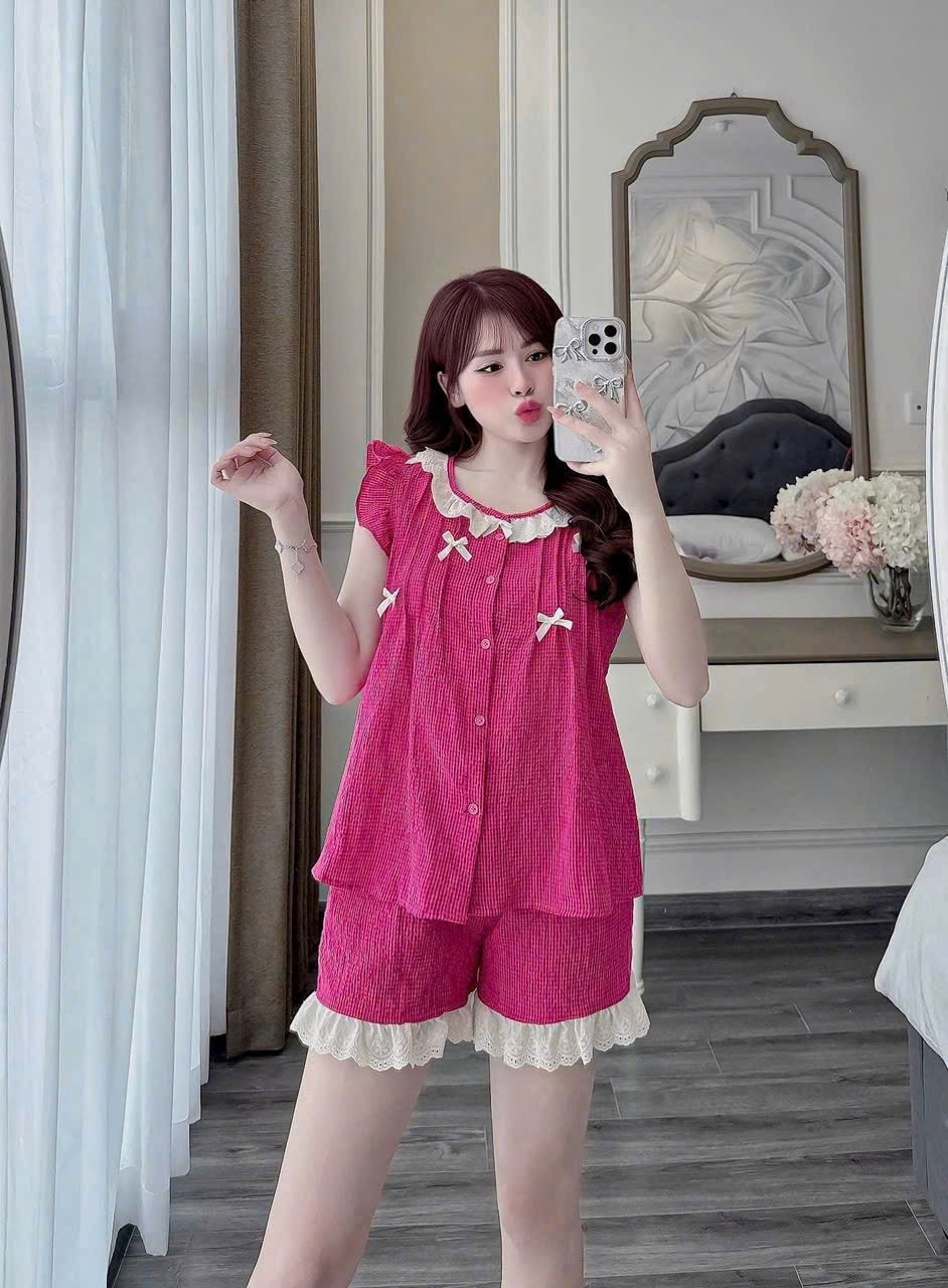 B17808 Bô thô kẻ cao cấp nơ