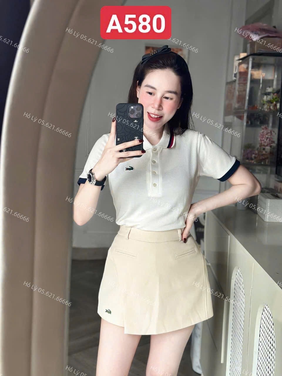 A17942 Áo polo phối cổ thêu cá sấu