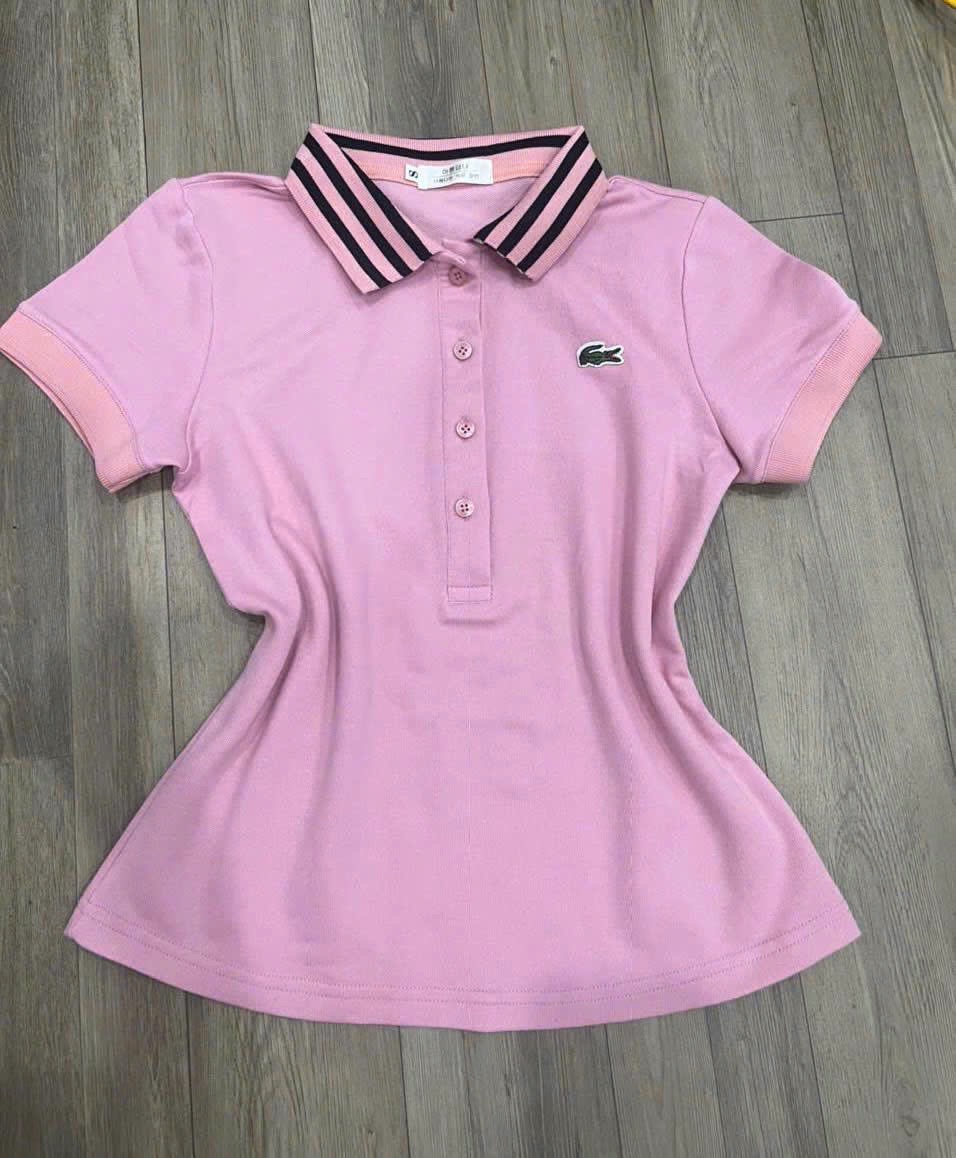 A17986 Áo polo hồng thêu cá sấu