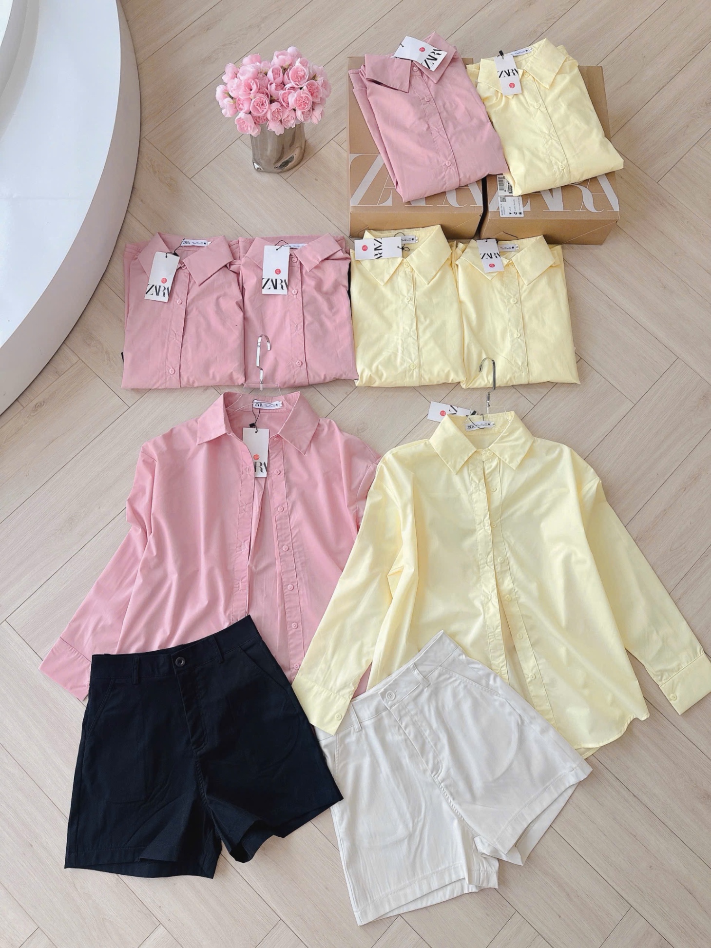 S18043 Set áo sơ mi mix quần short