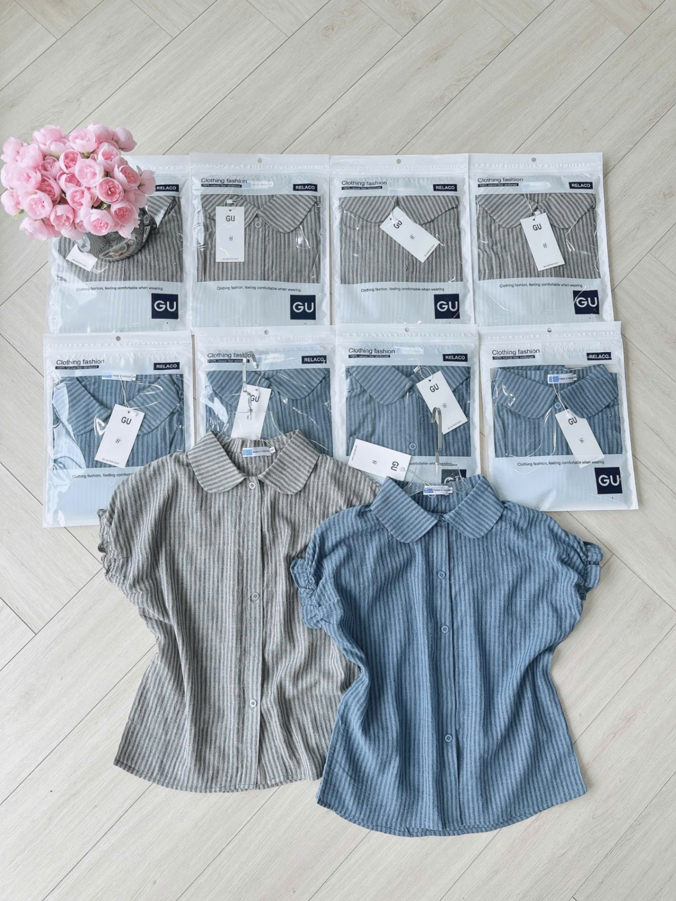 A18061 SƠ MI GU CỔ SEN TAY LIỀN BÈO