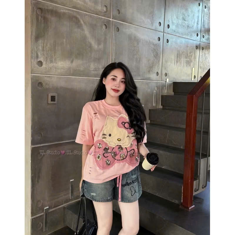 S18214-SET jean áo thun🤎 siêu nịnh da